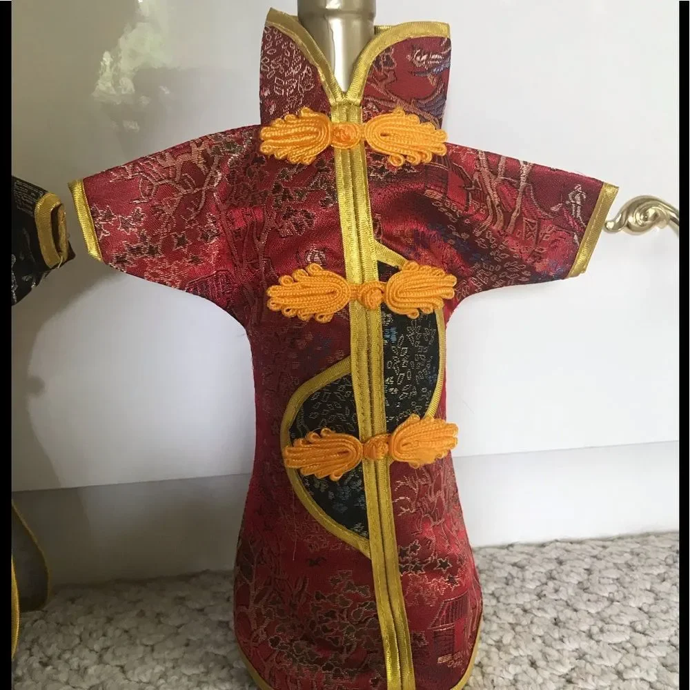 Wine Bottle Covers Pair of Asian Dress